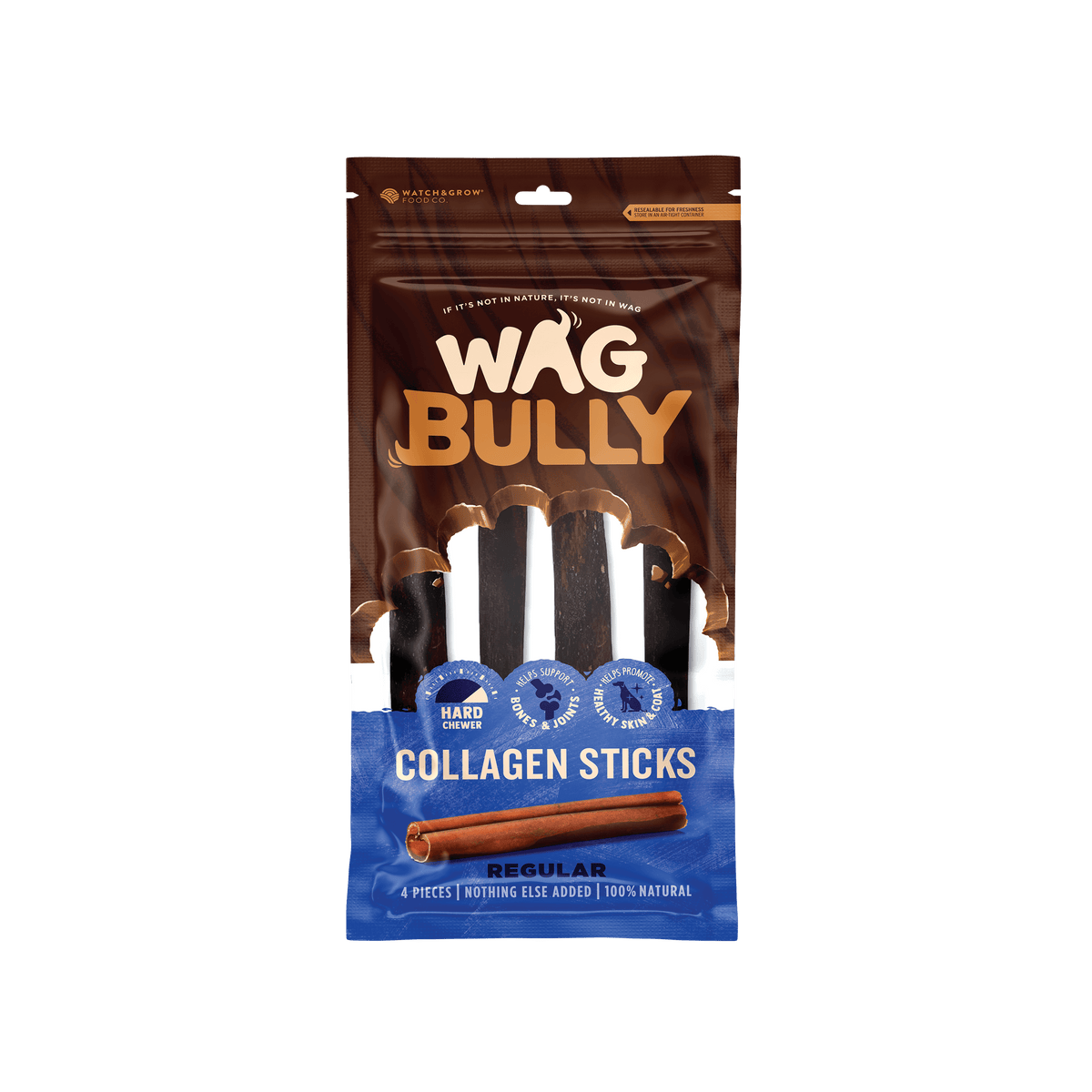 WAG Bully Collagen Sticks Regular 4 Pack