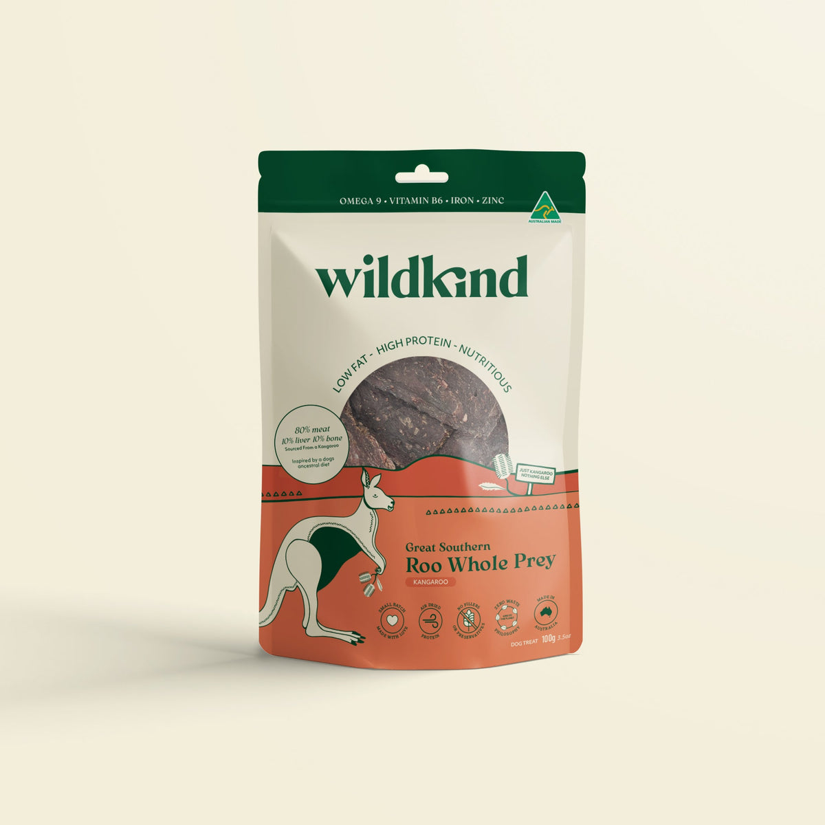 Wildkind Great Southern Roo Whole Prey Dog Treats 100g