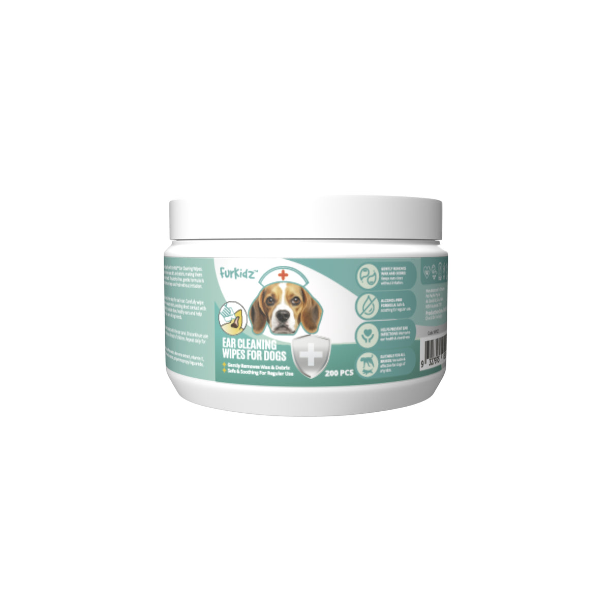 Furkidz Ear Cleaning Wipes for Dogs - 200 Jar