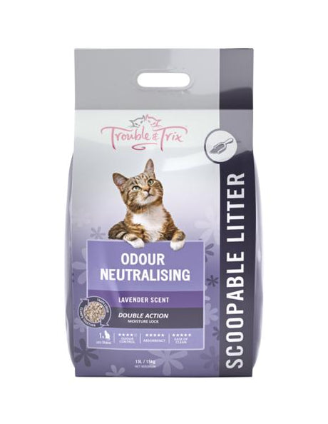 Trouble & Trix Odour Neutralising Clumping Cat Litter Lavender 15L
