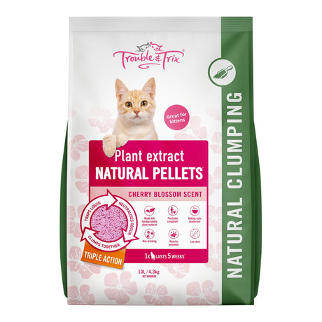 Trouble & Trix Natural Pellet Cat Litter Cherry Blossom 10L