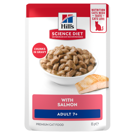 Hill's Science Diet Adult 7+ with Salmon Wet Cat Food pouches 12x85g