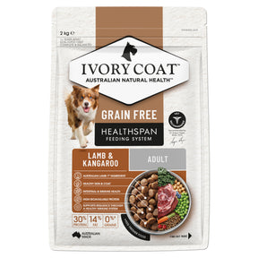 Ivory Coat Grain Free Adult Dog Lamb & Kangaroo Dry Food 2kg