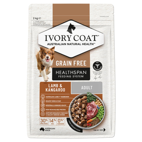 Ivory Coat Grain Free Adult Dog Lamb & Kangaroo Dry Food 2kg
