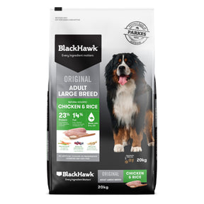 Black Hawk Original Chicken & Rice Large Breed Adult Dry Dog Food 20kg