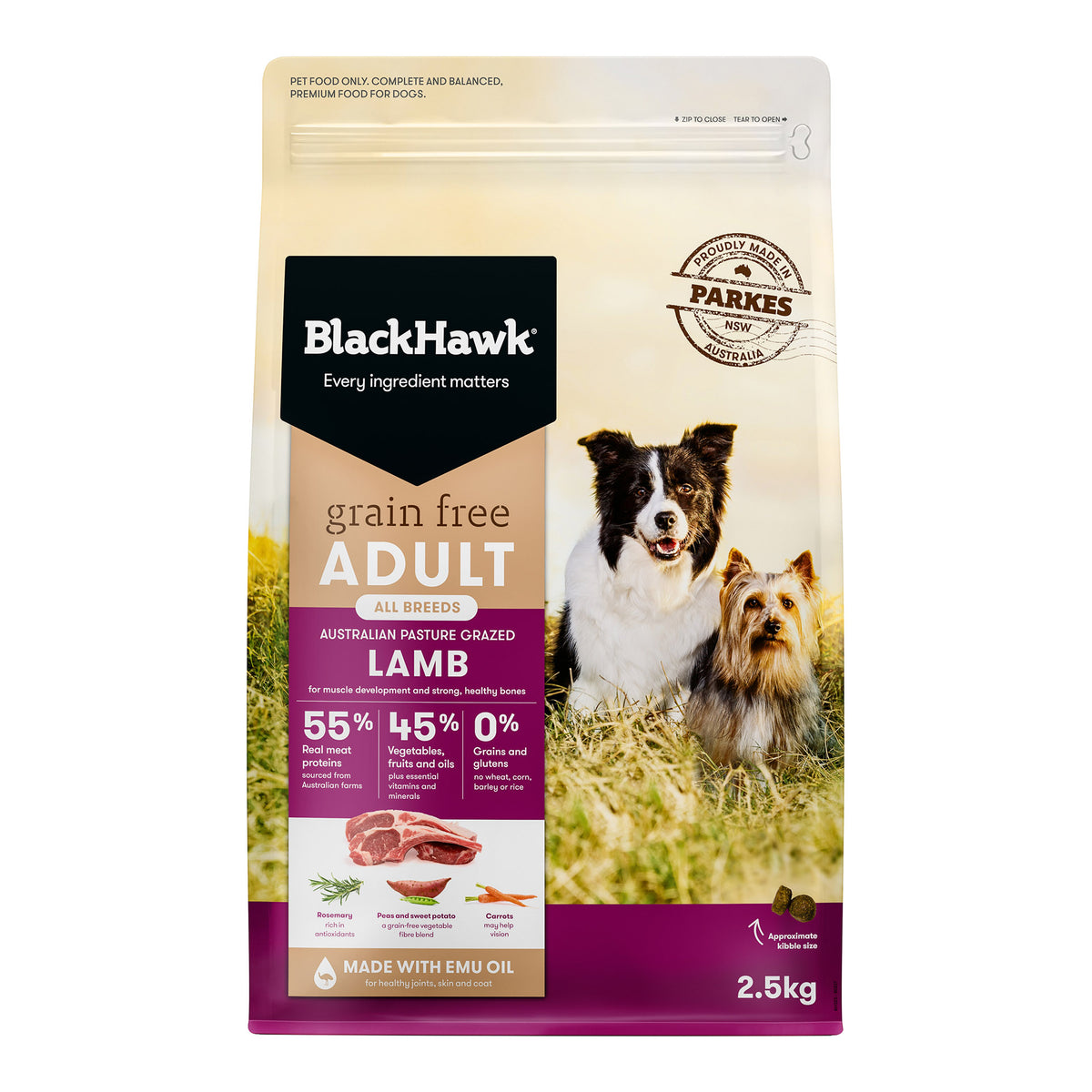 Black Hawk Grain Free Lamb Adult Dry Dog Food 2.5kg