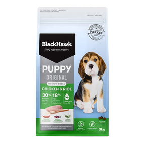 Black Hawk Original Chicken & Rice Medium Breed Puppy Dry Dog Food 20kg