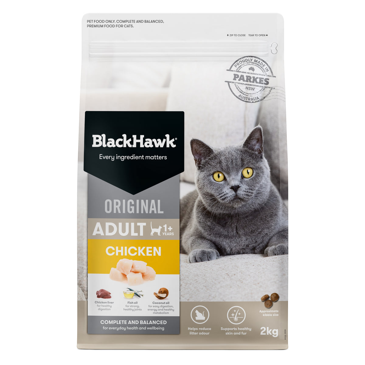 Black Hawk Original Chicken Adult Dry Cat Food 2kg