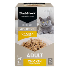 Black Hawk Chicken in Gravy Wet Cat Food Pouches 12 x 85g