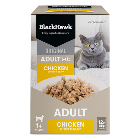 Black Hawk Chicken in Gravy Wet Cat Food Pouches 12 x 85g
