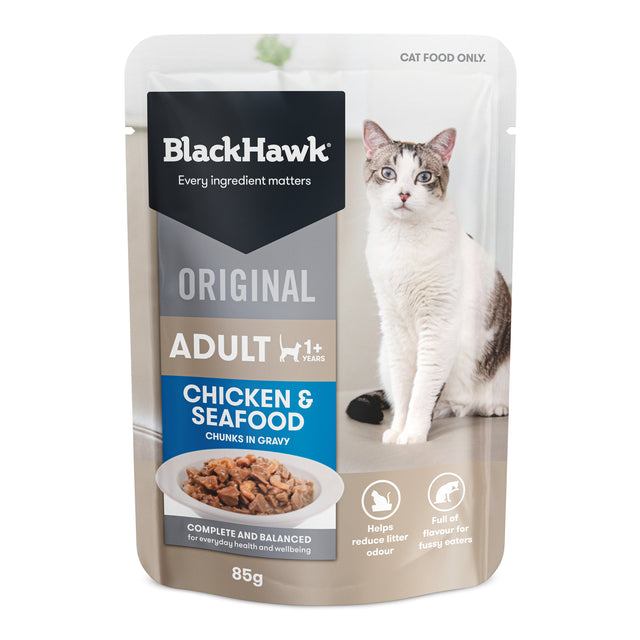 Black Hawk Chicken & Seafood Wet Cat Food Pouch 85g