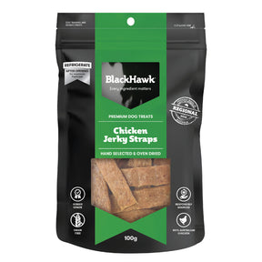 Black Hawk Chicken Jerky Straps Dog Treats 100g