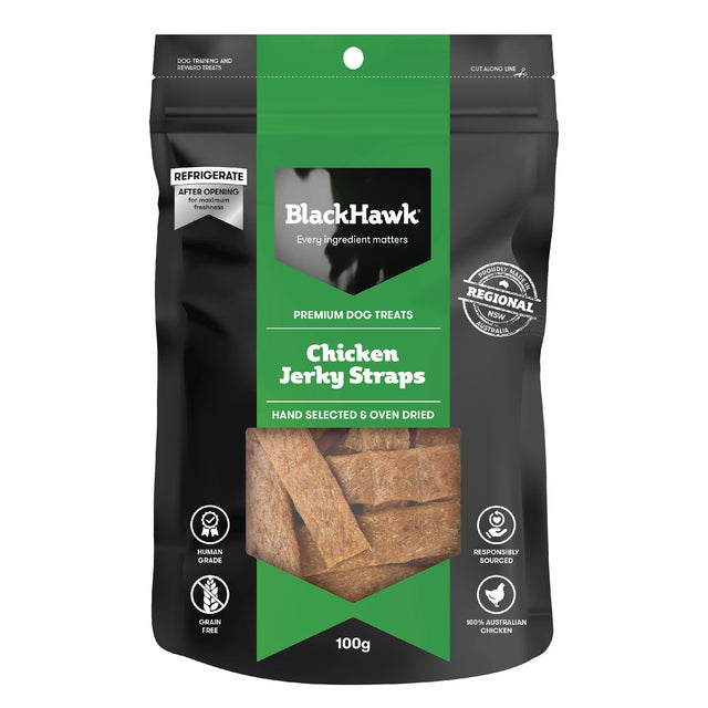 Black Hawk Chicken Jerky Straps Dog Treats 100g