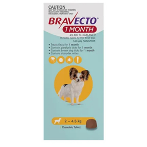 Bravecto 1 Month Chew for Dogs 2-4.5kg Yellow