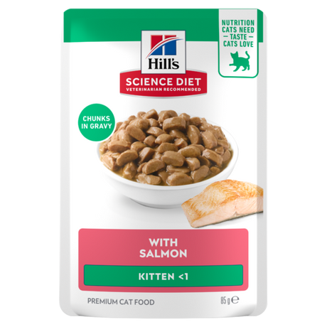 Hill's Science Diet Kitten with Salmon Wet Cat Food pouches 12x85g