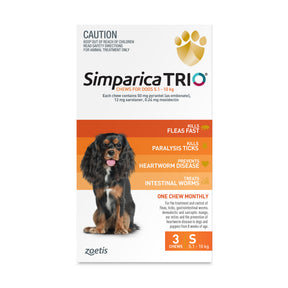 Simparica TRIO for Small Dogs 5.1-10kg Orange 3 Pack