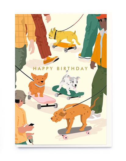 Noi Happy Birthday Dogs Skating Card