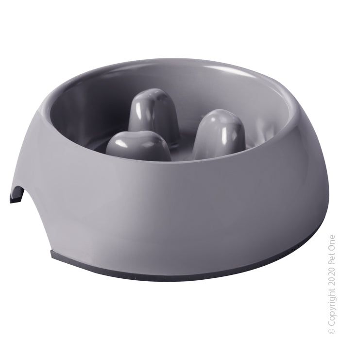 Pet One Melamine Slow Feeder Bowl 300ml Light Grey