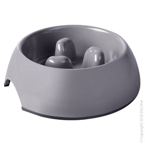 Pet One Melamine Slow Feeder Bowl 300ml Light Grey