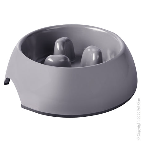 Pet One Melamine Slow Feeder Bowl 300ml Light Grey