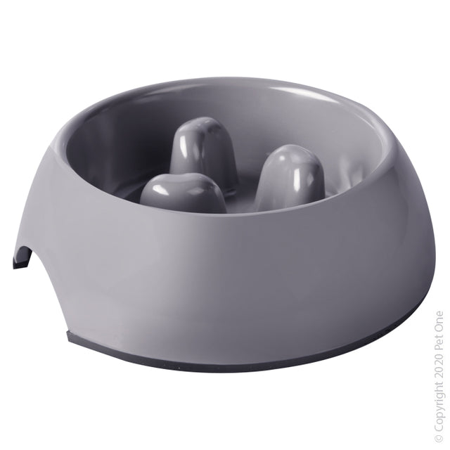 Pet One Melamine Slow Feeder Bowl 300ml Light Grey