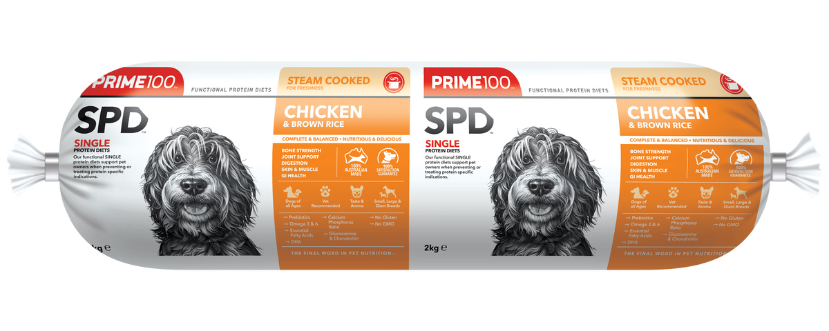 Prime100 SPD Fresh Roll Chicken & Brown Rice 2kg - front