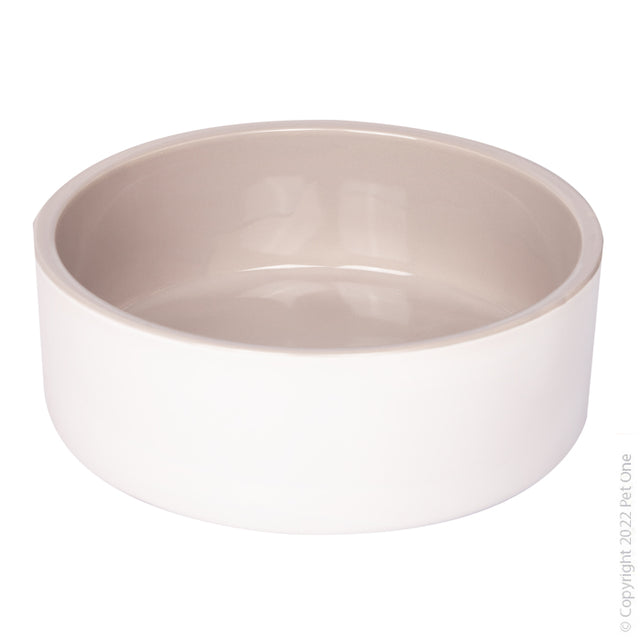 Pet One Ceramic Pet Bowl Grey/White 2200ml