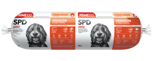 Prime100 SPD Fresh Roll Venison & Sweet Potato 2kg - front