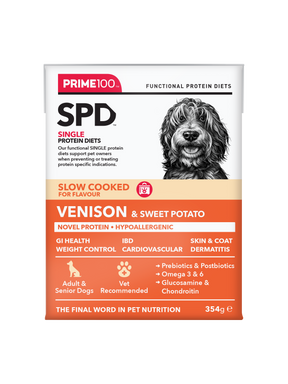Prime100 SPD Slow Cooked Venison & Sweet Potato 354g - front