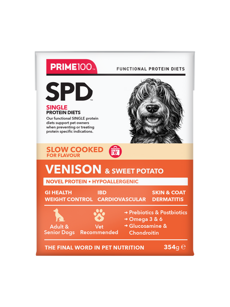 Prime100 SPD Slow Cooked Venison & Sweet Potato 354g - front