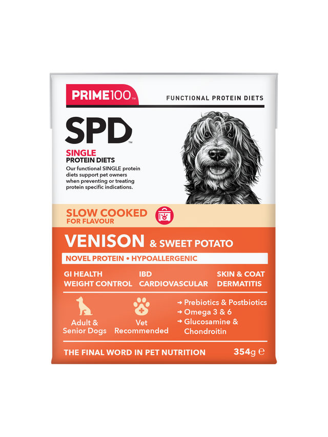 Prime100 SPD Slow Cooked Venison & Sweet Potato 354g - front