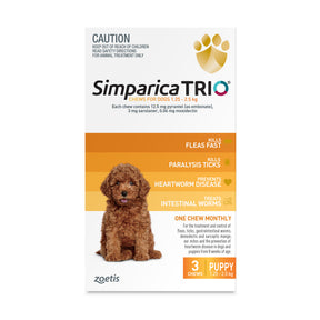 Simparica TRIO for Puppies 1.25-2.5kg Yellow 3 Pack