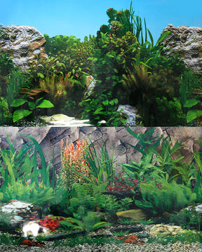 Aqua One Aquarium Background White Stone Rock Plant