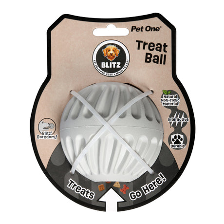 Blitz Rubber Treat Ball Dog Toy Grey Large