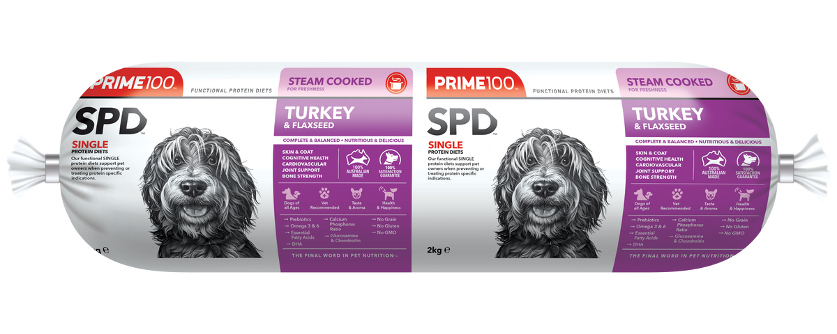Prime100 SPD Fresh Roll Turkey & Flaxseed 2kg - front