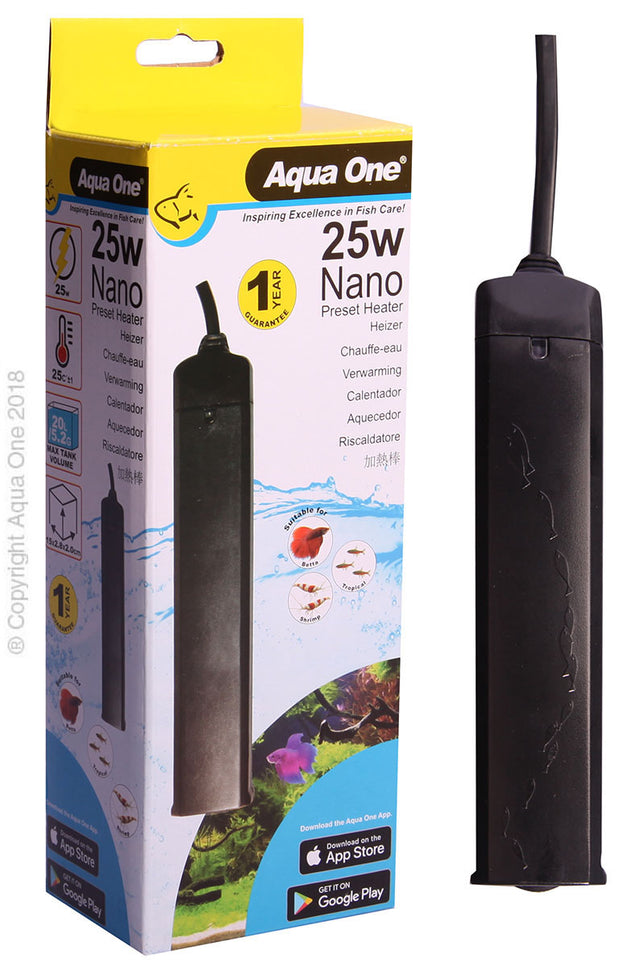 Aqua One Nano Plastic Preset Heater 25W