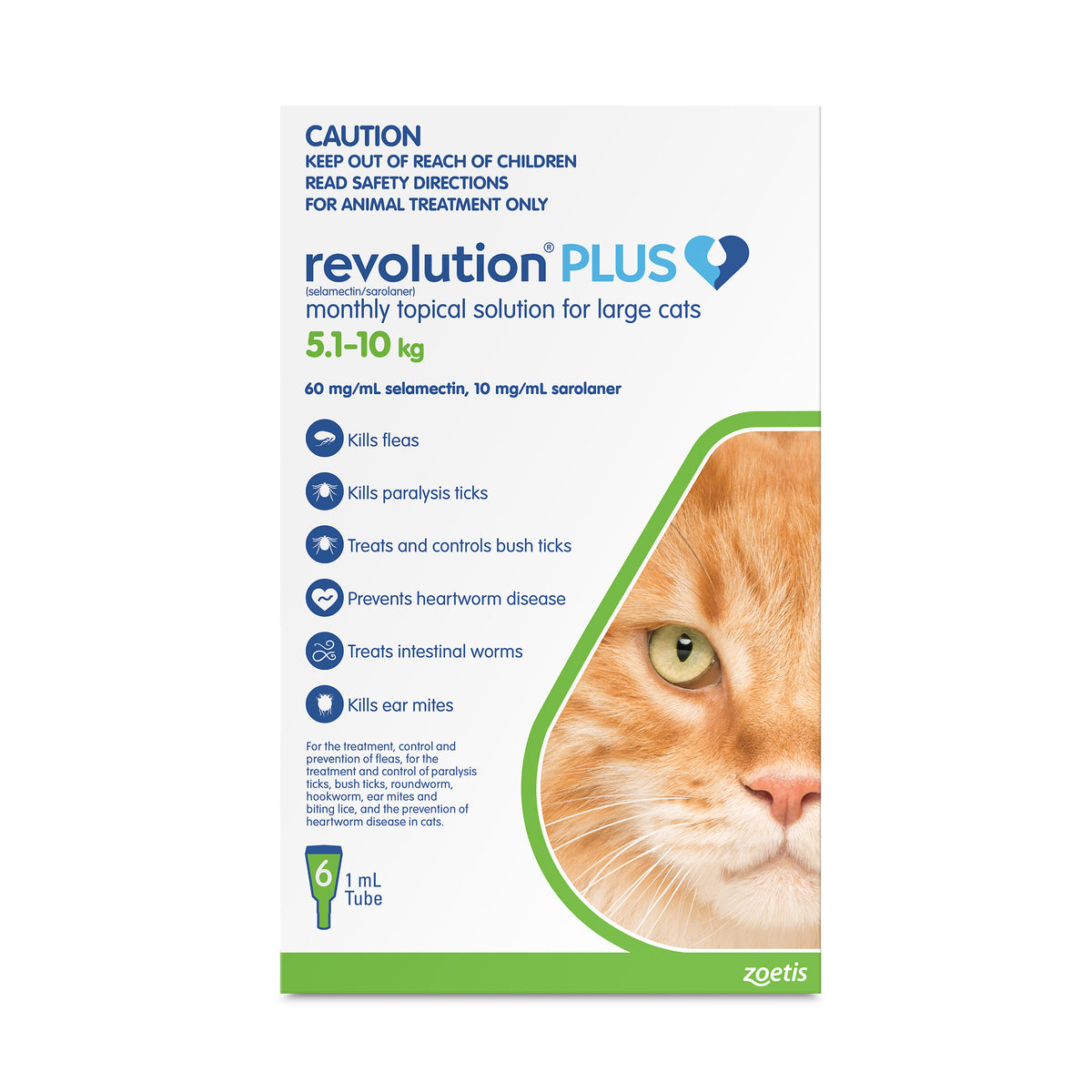 Revolution PLUS for Large Cats 5.1-10kg Green 6 Pack