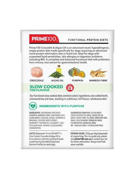 Prime100 SPD Slow Cooked Crocodile & Algae Oil 354g - back