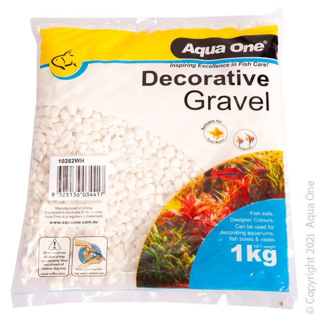 Aqua One Decorative Gravel White 7mm 1kg