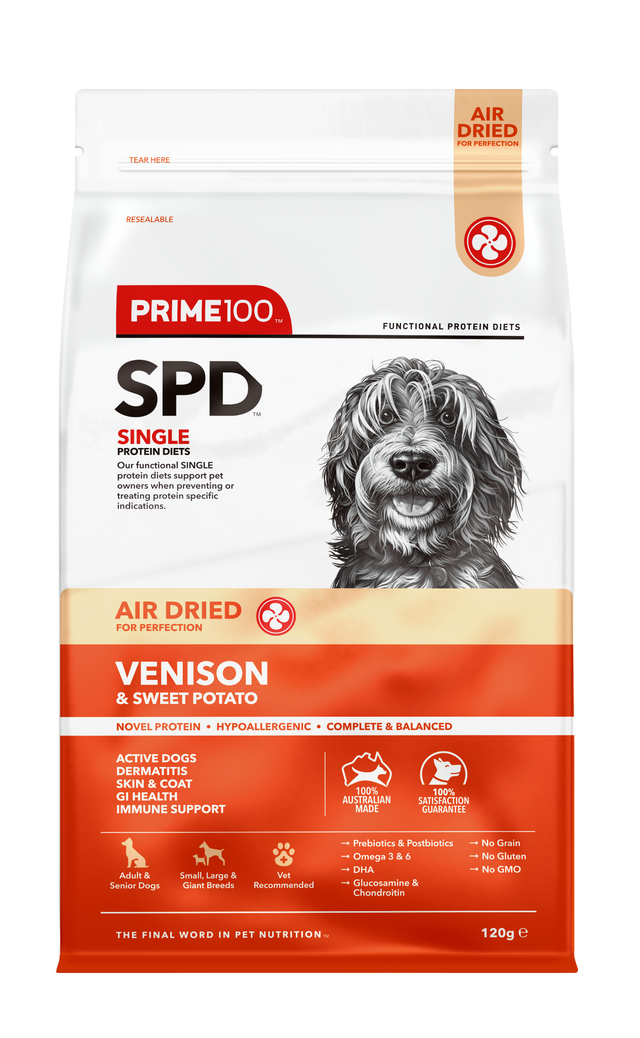Prime100 SPD Air Dried Venison & Sweet Potato 120g - front