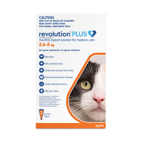 Revolution PLUS for Medium Cats 2.6-5kg Orange 3 Pack