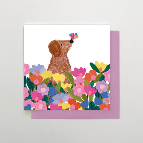 Stop The Clock Dog with Butterfly Art Card