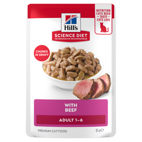 Hill's Science Diet Adult with Beef Wet Cat Food pouches 12x85g
