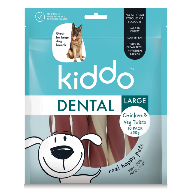 KIDDO Dental Chicken & Veg Twists Large 10 Pack