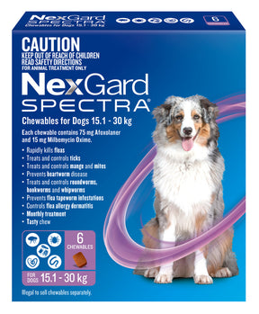 NexGard Spectra Chewables for Dogs 15.1-30kg 6 Pack