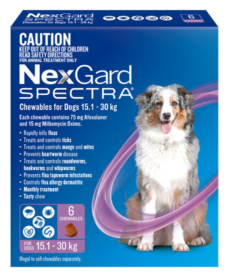 NexGard Spectra Chewables for Dogs 15.1-30kg 6 Pack