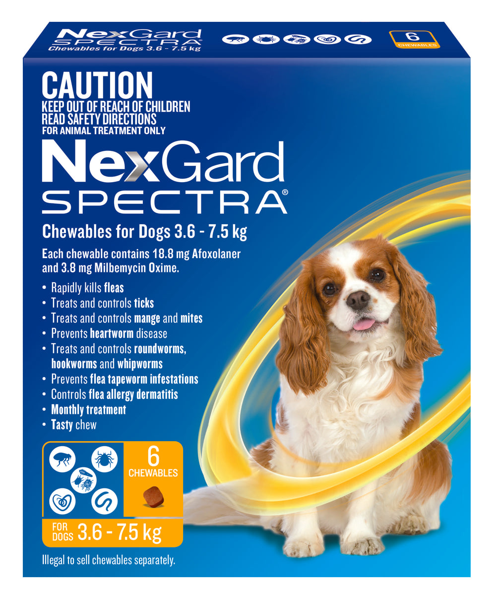 NexGard Spectra Chewables for Dogs 3.6-7.5kg 6 Pack