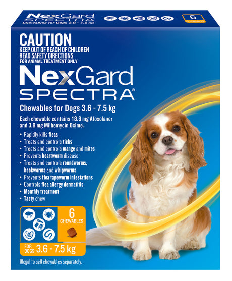 NexGard Spectra Chewables for Dogs 3.6-7.5kg 6 Pack