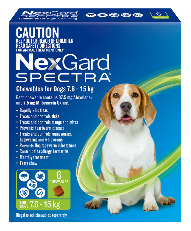 NexGard Spectra Chewables for Dogs 7.6-15kg 6 Pack