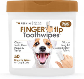 Petkin Fingertip Tooth Wipes Peanut Butter